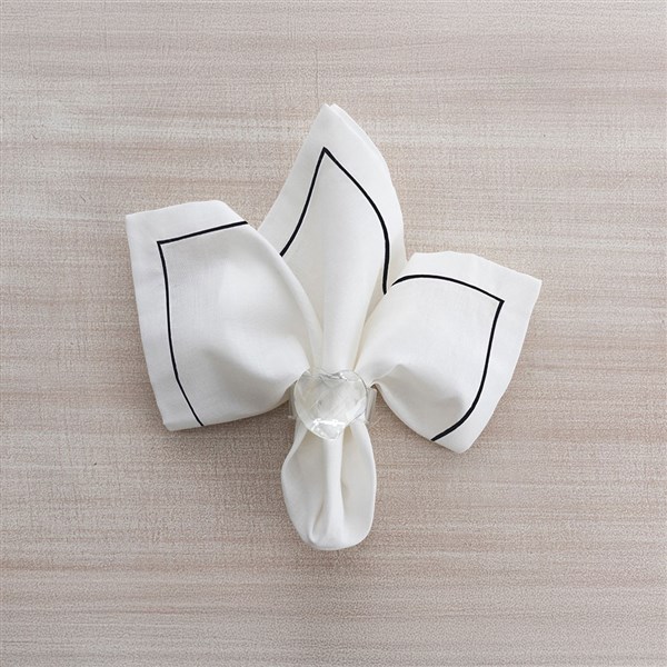 4 Piece Napkin Set 45*45 Düz Pikolu Wh-Black