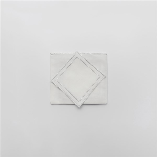 Coaster,Set of 8,Pico Line White-Silver