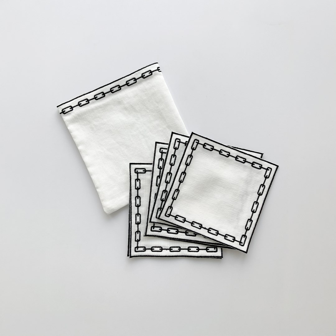 Nakışlı Bardak Altlığı 6'lı Zincir By Siyah