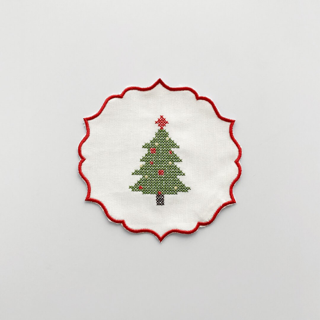 Nakışlı Bardak Altlığı - Çam Ağacı Renkli