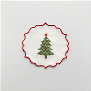 Nakışlı Bardak Altlığı - Çam Ağacı Renkli