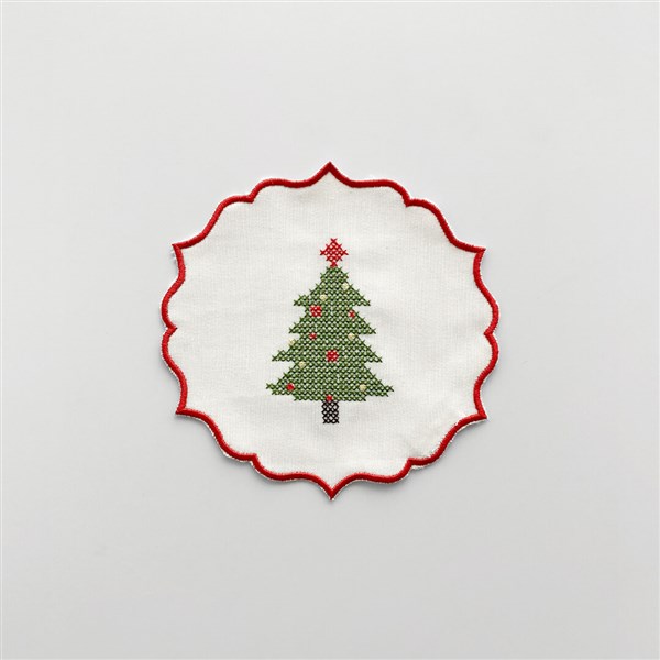 Nakışlı Bardak Altlığı - Çam Ağacı Renkli