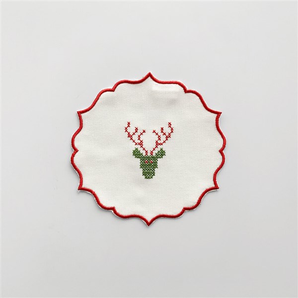 Nakışlı Bardak Altlığı - Geyik Renkli