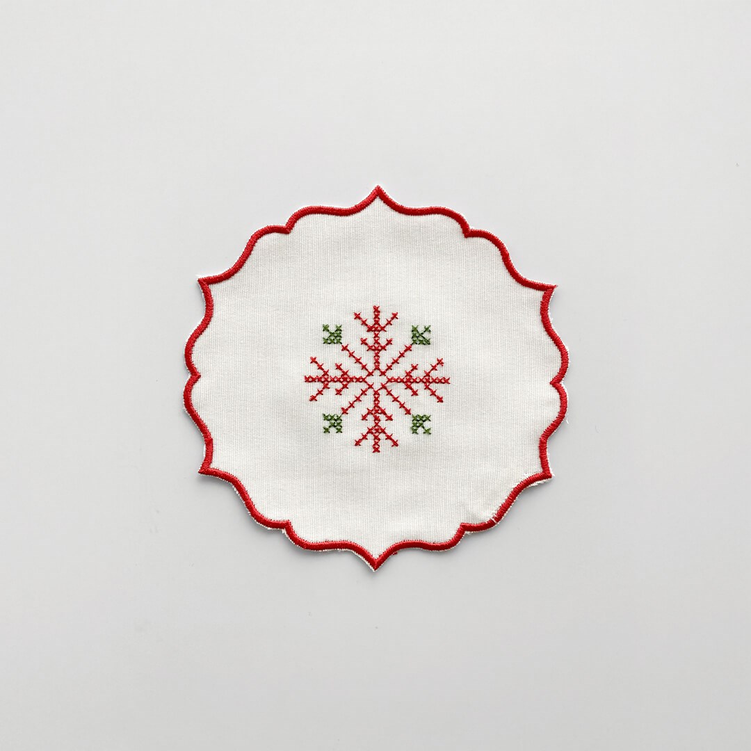 Nakışlı Bardak Altlığı - Kar Tanesi Renkli