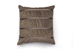 Velvet Striped Cushion Stone