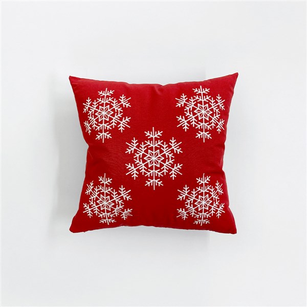 Kırlent Nakışlı Kar Tanesi Kırmızı