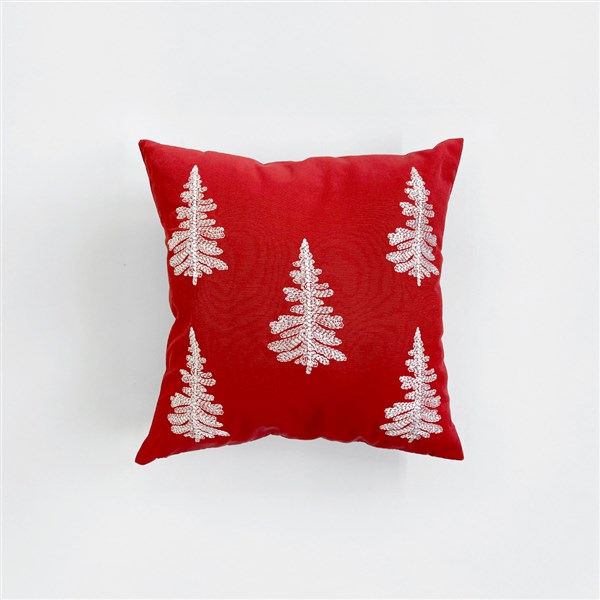 Kırlent Nakışlı Çam Ağacı Kırmızı