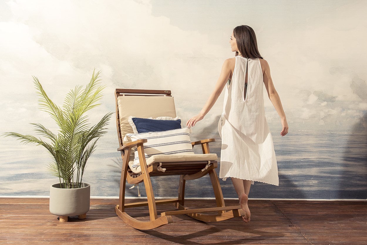 Ahşap Sallanan Koltuk Naturel