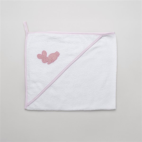 Baby Towel Tavşanlı White-Pink