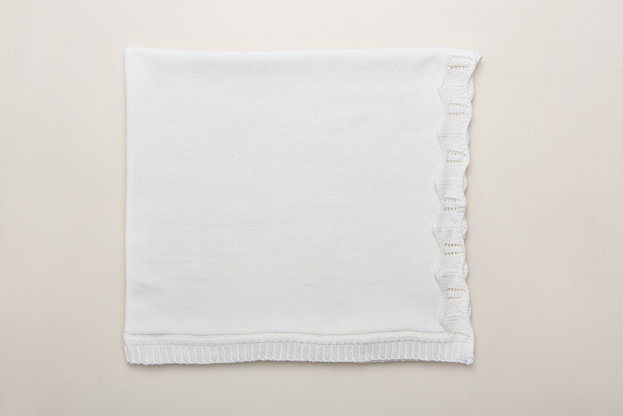 Bebek Battaniye Triko Düz Kırık Beyaz