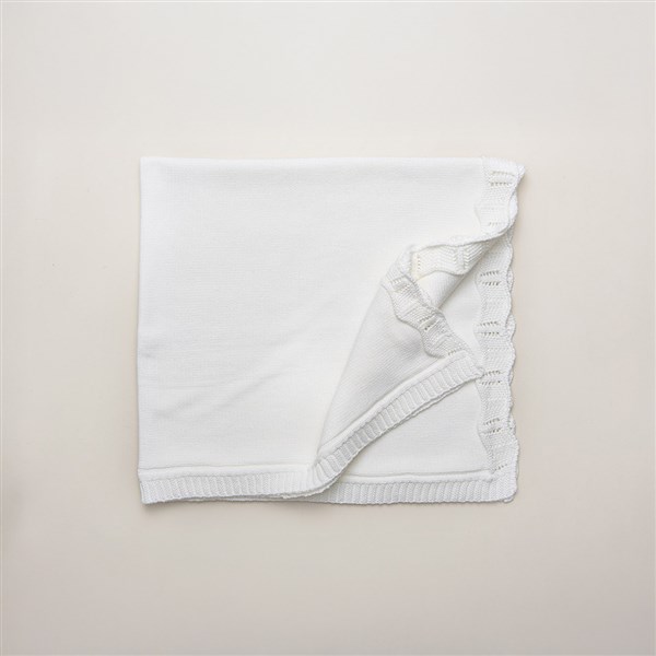 Bebek Battaniye Triko Düz Beyaz