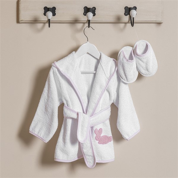 Bebek Bornoz+Terlik Tavşanlı By Pembe