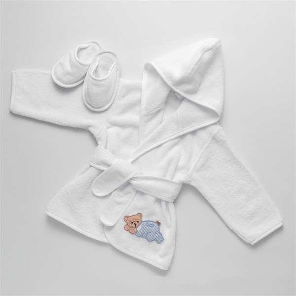 Baby Bathrobe + Slippers Yatan Ayıcıklı