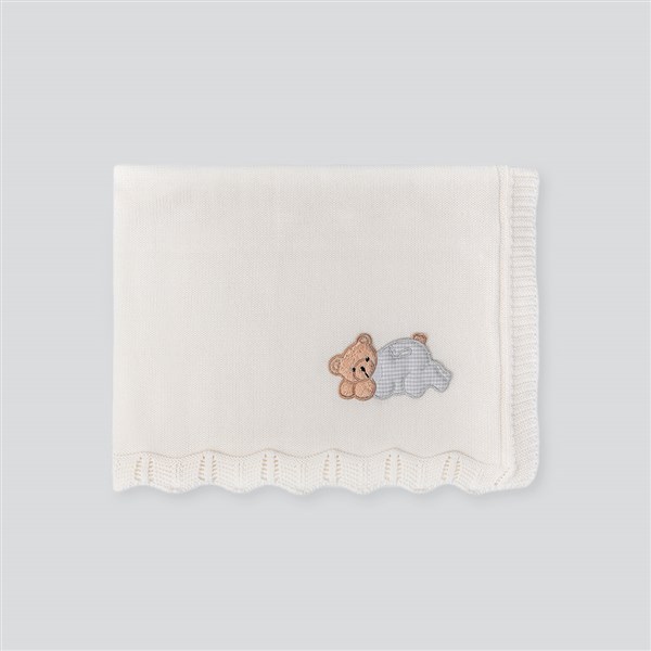 Baby Blanket Yatan Ayıcıklı White-Blue