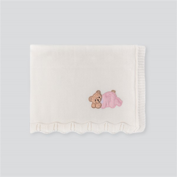 Baby Blanket Yatan Ayıcıklı White-Pink