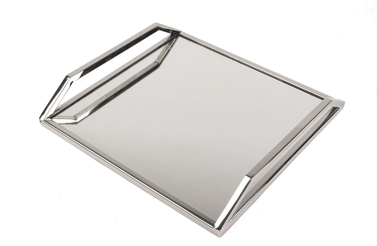 Gümüş Metal Kare Aynalı Tepsi 30 Cm P256.886631 