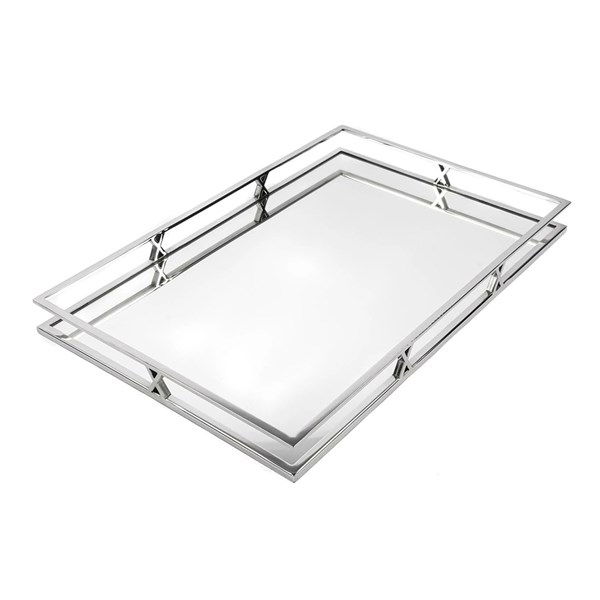 Silver Metal Rectangular Mirror Tray 56x36x5 cm P256.310424