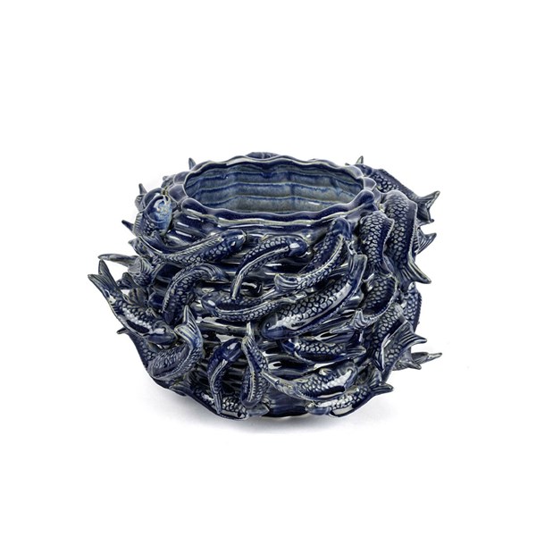 Mavi Balıklı Seramik Saksı 30x20 cm P237.814276 