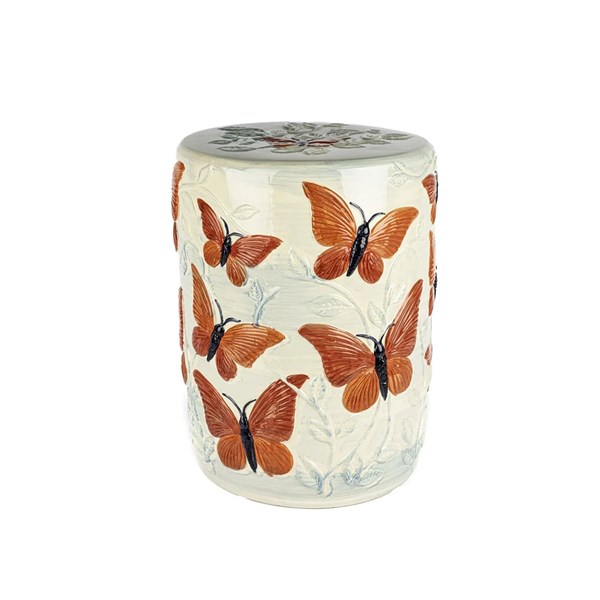 Kırmızı Kelebekli Seramik Tabure 35x47 cm P237.814528 