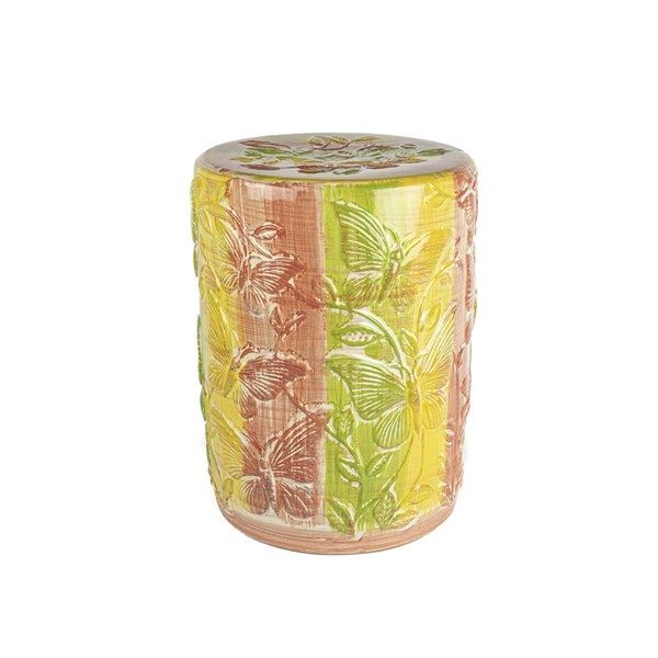 Renkli Kelebekli Seramik Tabure 34x47 cm P237.814534 