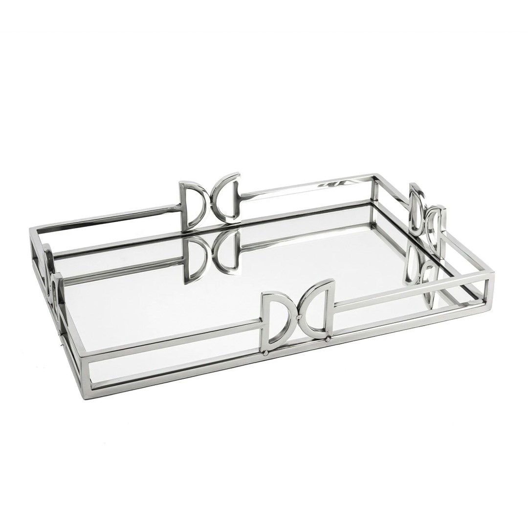 Gümüş Metal Aynalı Tepsi 41x26x7 cm P256.108714 