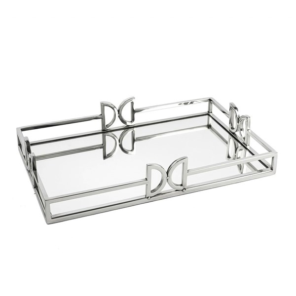 Silver Metal Mirrored Tray 41x26x7 cm P256.108714