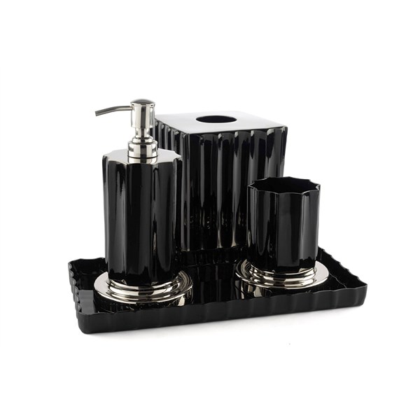 Riana Siyah Gümüş Tepsili Banyo Seti 30x15x20 cm P220.103603 