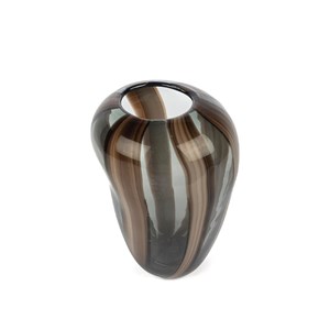 Kahve Çizgili Füme Cam Vazo 19*18*28 cm P351.372590 