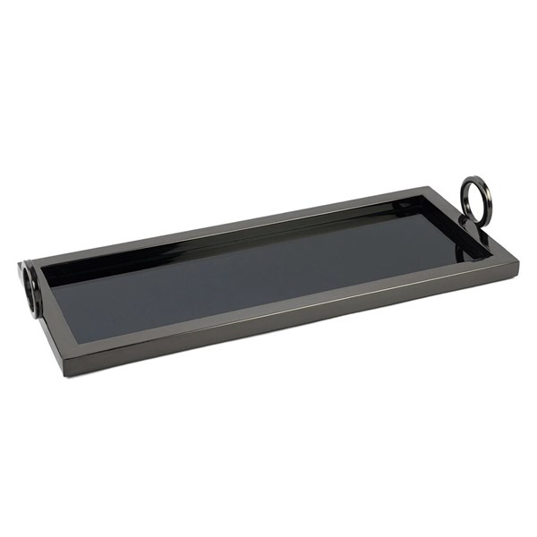 Siyah Metal Dikdörtgen Aynalı Tepsi 52x20x8 cm P256.808879 