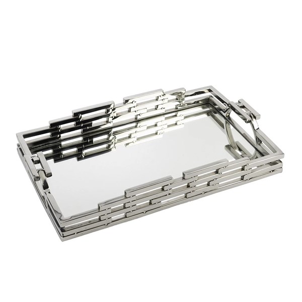 Gümüş Zincir Aynalı Tepsi 26x44x6 cm P256.113497 