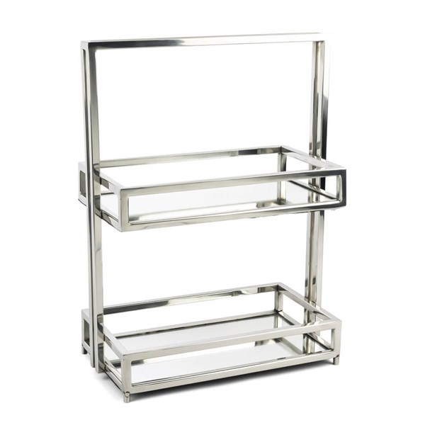 Silver Double-Layered Mirrored Tray 32x17x43 cm P256.113503