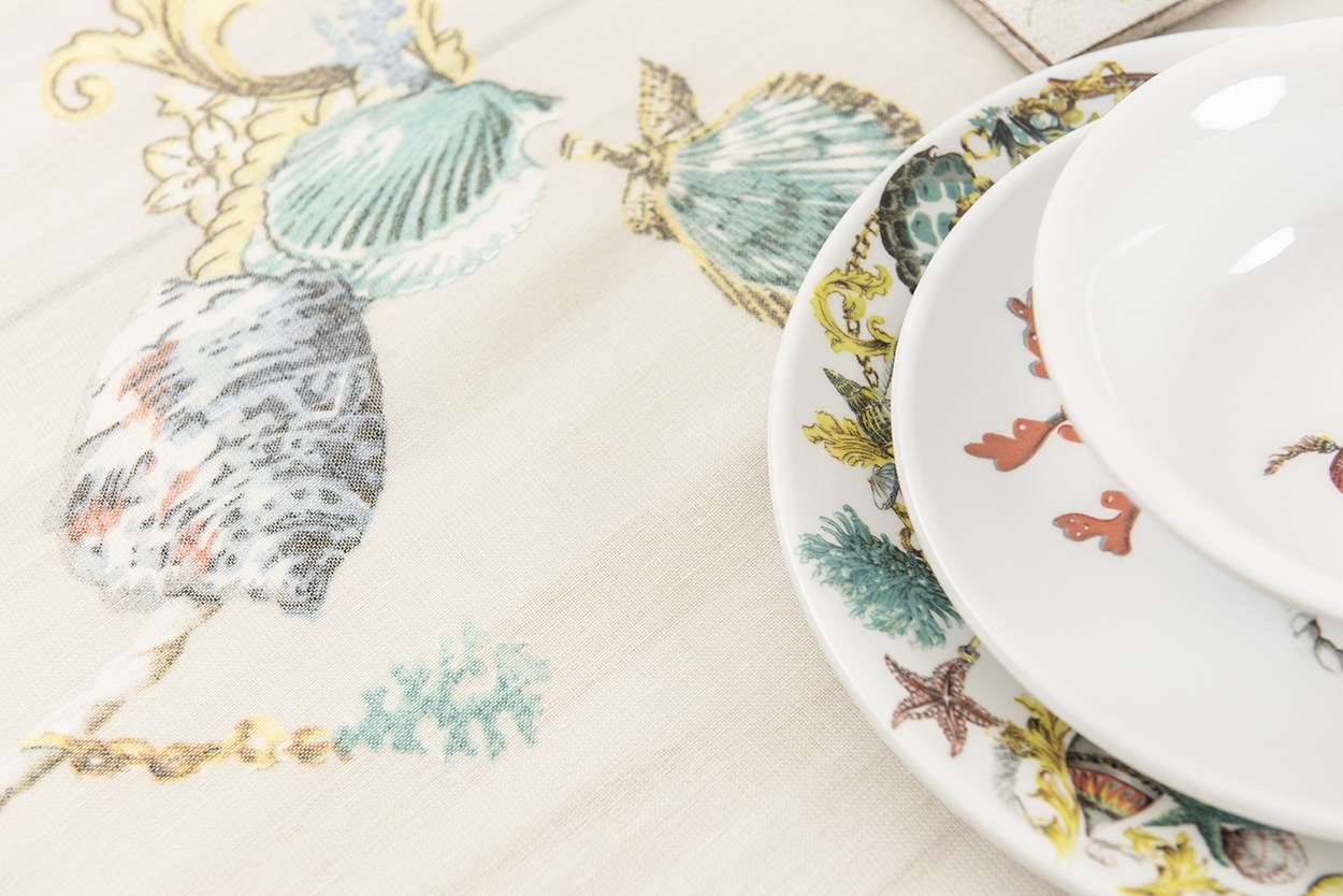 Baskılı Masa Örtüsü Shelly DN0581 Bej