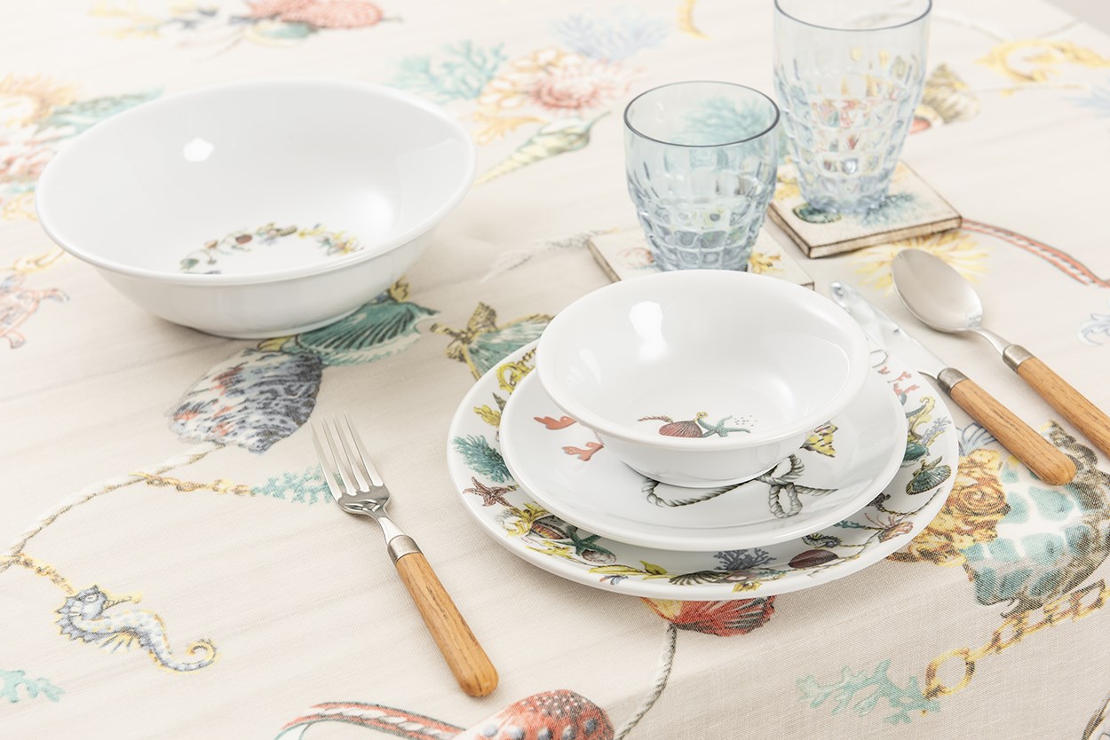 Baskılı Masa Örtüsü Shelly DN0581 Bej