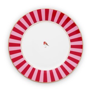 Love Birds Kırmızı/Pembe Çizgili Yemek Tabağı 26, 5 cm 51001022 