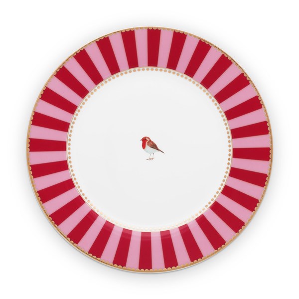 Love Birds Red/Pink Striped Plate 21 cm 51001026 