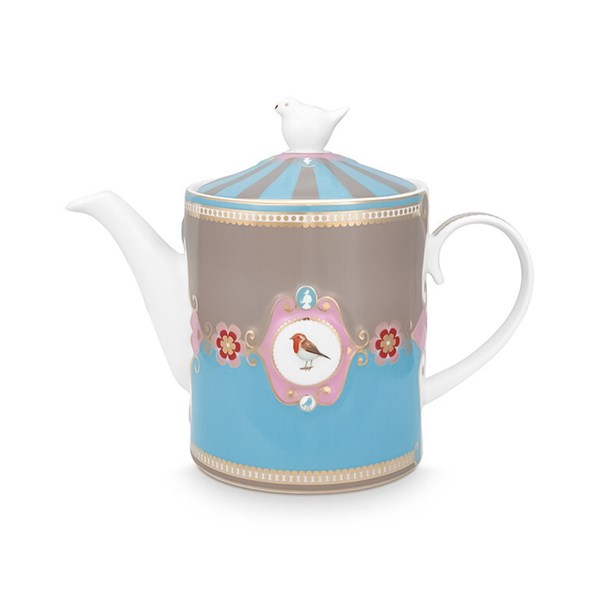Love Birds Teapot Medium Blue/Khaki 