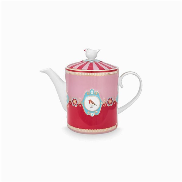 Love Birds Teapot Medium Red/Pink 