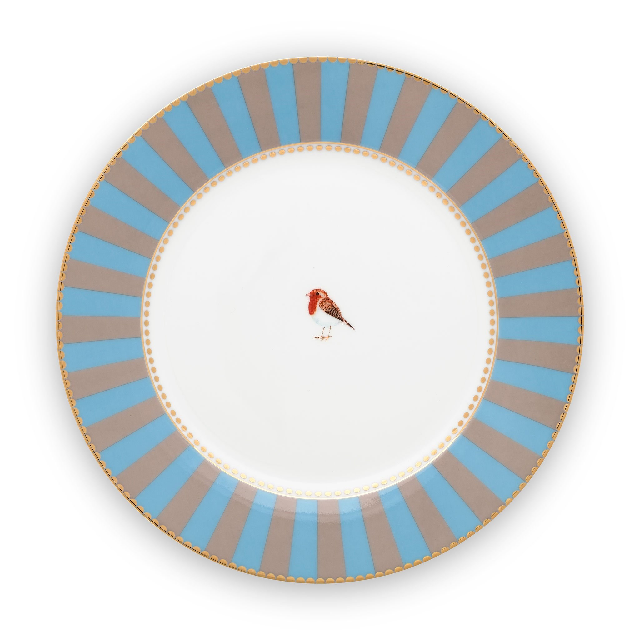 Love Birds Blue / Khaki Striped Pattern Plate 21 cm 51001024 