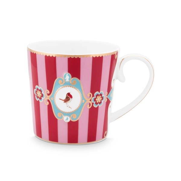 Love Birds Red/ Pink Striped Pattern Mug 250 ML 51002028 