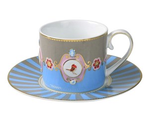 Love Birds Blue / Khaki Medallion Patterned Tea Cup 200 ML 51004010 