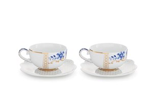 Royal White Set of 2 Espresso Cups & Saucers 