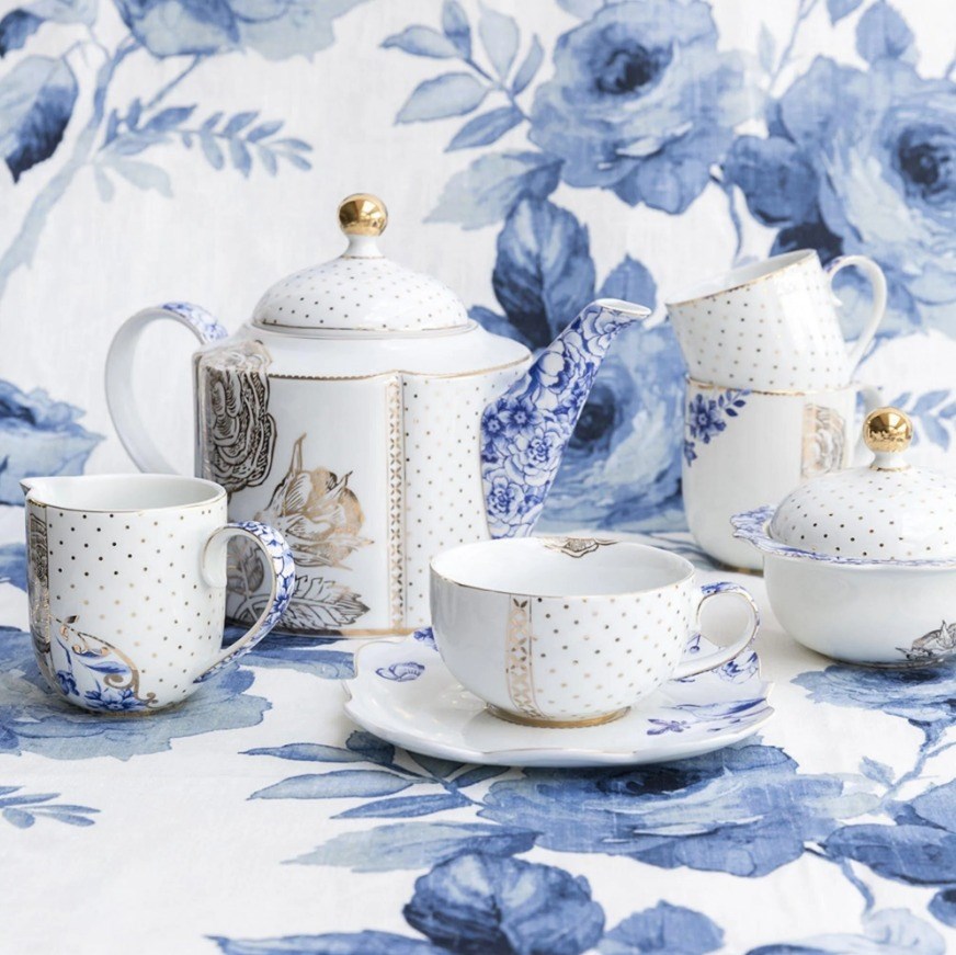Royal Mavi Beyaz Porselen Kahve Fincanı 125ML 51004036 
