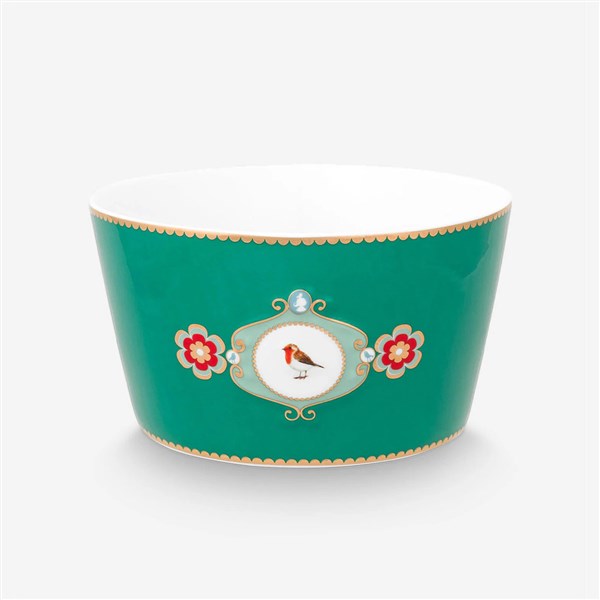 Love Birds Yeşil Çizgili Madalyon Desen Kase 15CM 51003307 