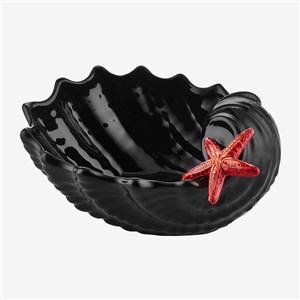 Edelweiss Italy Frutti Di Mare Black Ceramic Serving Plate 20*17 cm EW3111N