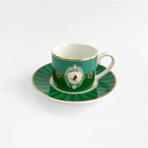 Love Birds Yeşil Yatay Çizgili Kahve Fincanı 125 ml 51004210 