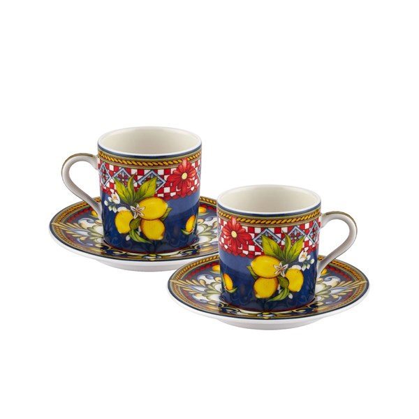 Capri Mavi Porselen Kahve Fincan Seti 120 ml CAPTNFL1ECBL2 