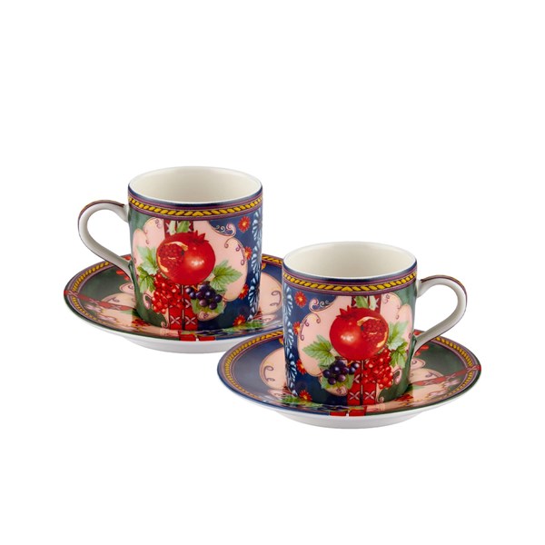 Capri Mavi Yeşil Porselen Kahve Fincan Seti 120 ml CAPTNVB1ECBG2 