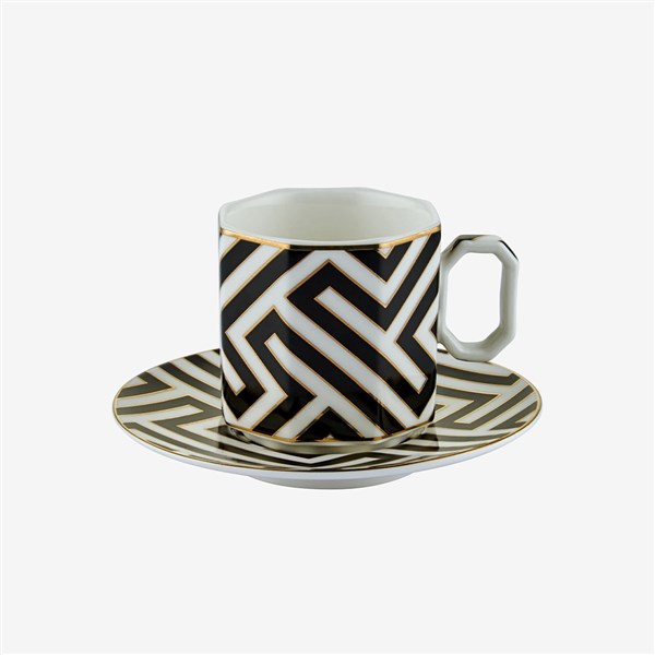 Chiara Alessi Rovello Siyah Porselen 2'li Kahve Fincan Seti 90 ml CAPCR1ECBK2 