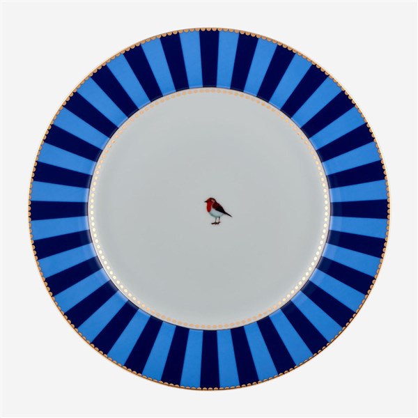 Love Birds Blue Striped Dinner Plate 26.5 cm 51001581