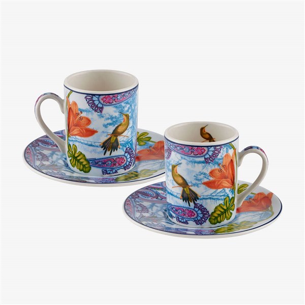 Chiara Alessi Magic Garden Blue Porcelain Coffee Cup Set 110 ml CAPMG1ECTR2